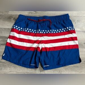 Red White & Blue Patriotic Men’s Swim Trunks XL 40-42